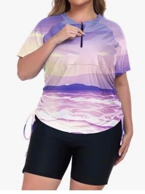 Inno Plus Size Purple Ombre Swim Top. Sz 3X.
